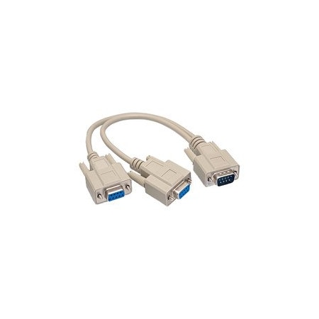 Cable Wholesale DB9 Serial Y adapter, DB9 Male to Dual DB9 Female, 12 inch 30D1-27212